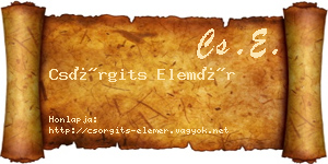 Csörgits Elemér névjegykártya